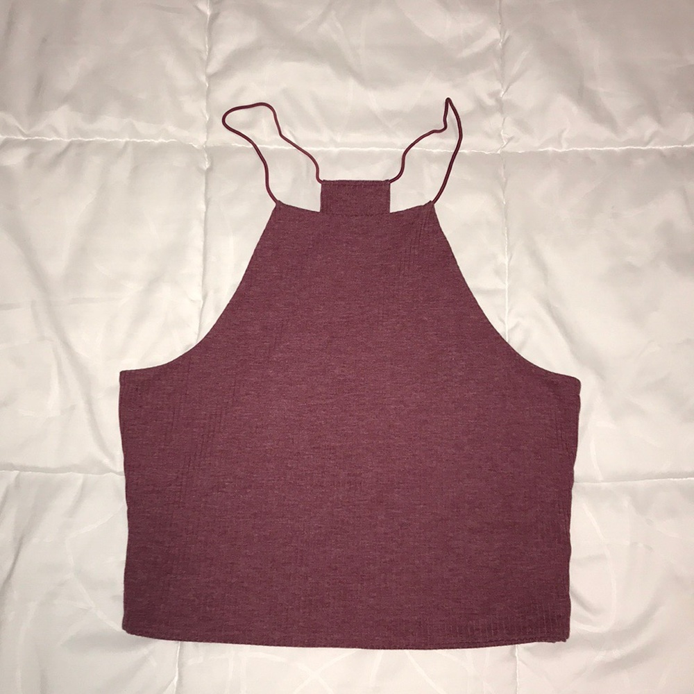 High-neck burgundy crop top from Pac Sun